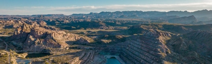 Old open pit uranium mine. Aerial view.